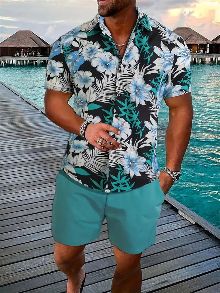 Luca Men's Short Sleeve Shirt and Shorts Set