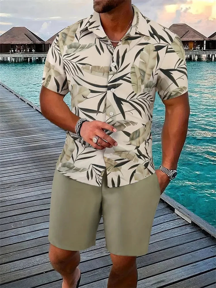 Luca Men's Short Sleeve Shirt and Shorts Set