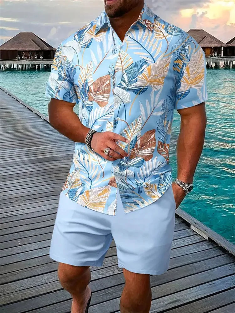 Luca Men's Short Sleeve Shirt and Shorts Set