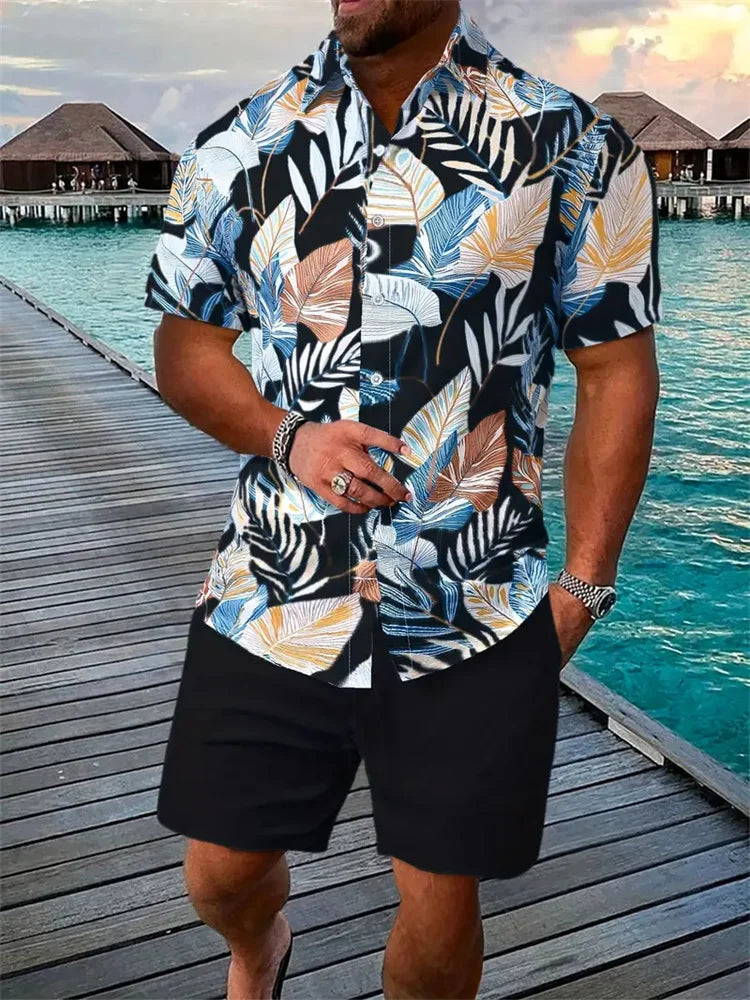 Luca Men's Short Sleeve Shirt and Shorts Set