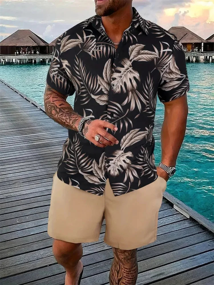 Luca Men's Short Sleeve Shirt and Shorts Set
