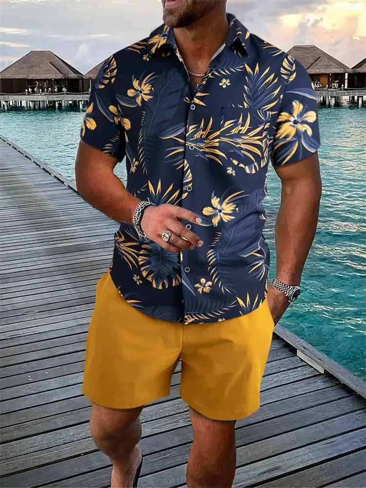 Luca Men's Short Sleeve Shirt and Shorts Set
