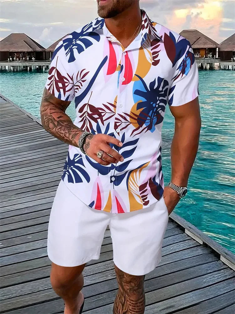 Luca Men's Short Sleeve Shirt and Shorts Set