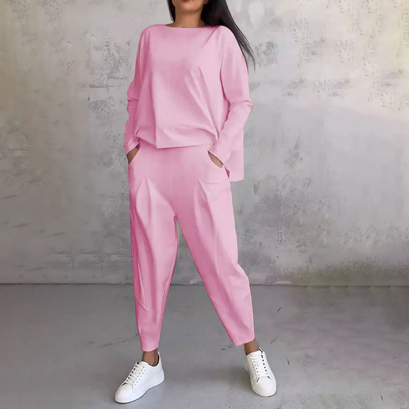 Set van 2 stuks: top met lange mouwen, ronde hals en broek