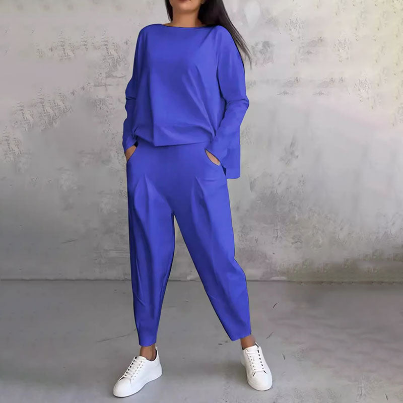 Set van 2 stuks: top met lange mouwen, ronde hals en broek