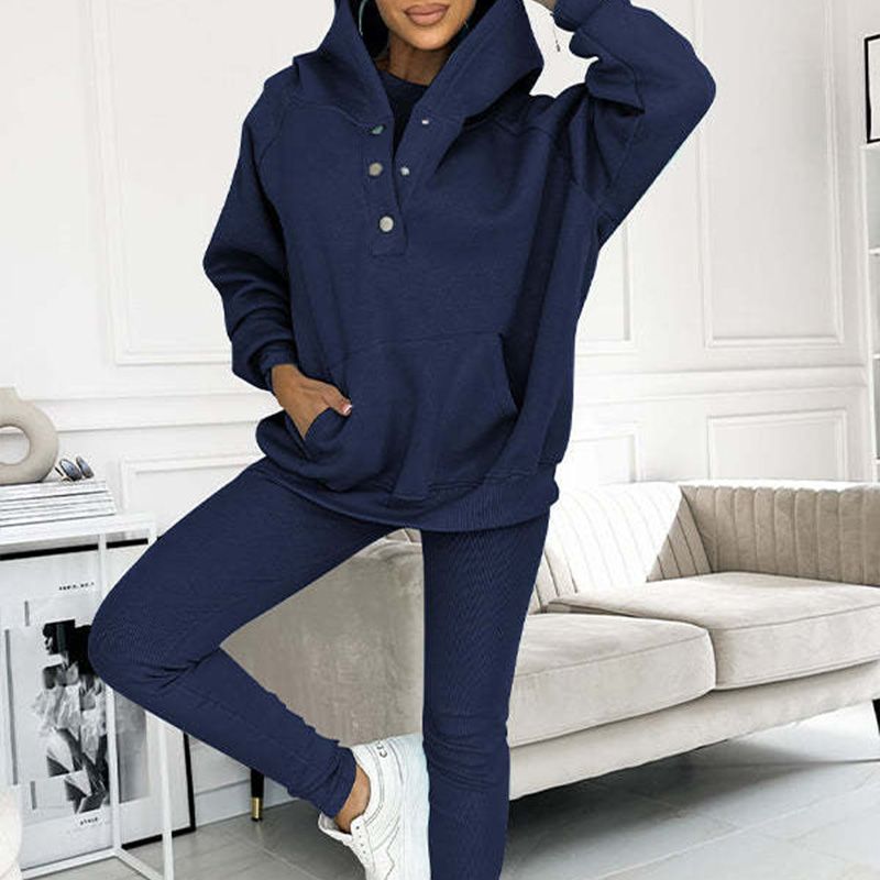 Driedelige damesset, hoodie, strak vest en broek, voor dagelijkse sport, 2025