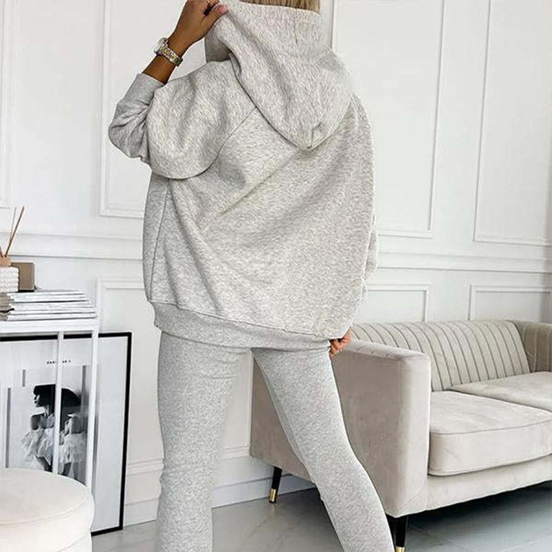Driedelige damesset, hoodie, strak vest en broek, voor dagelijkse sport, 2025