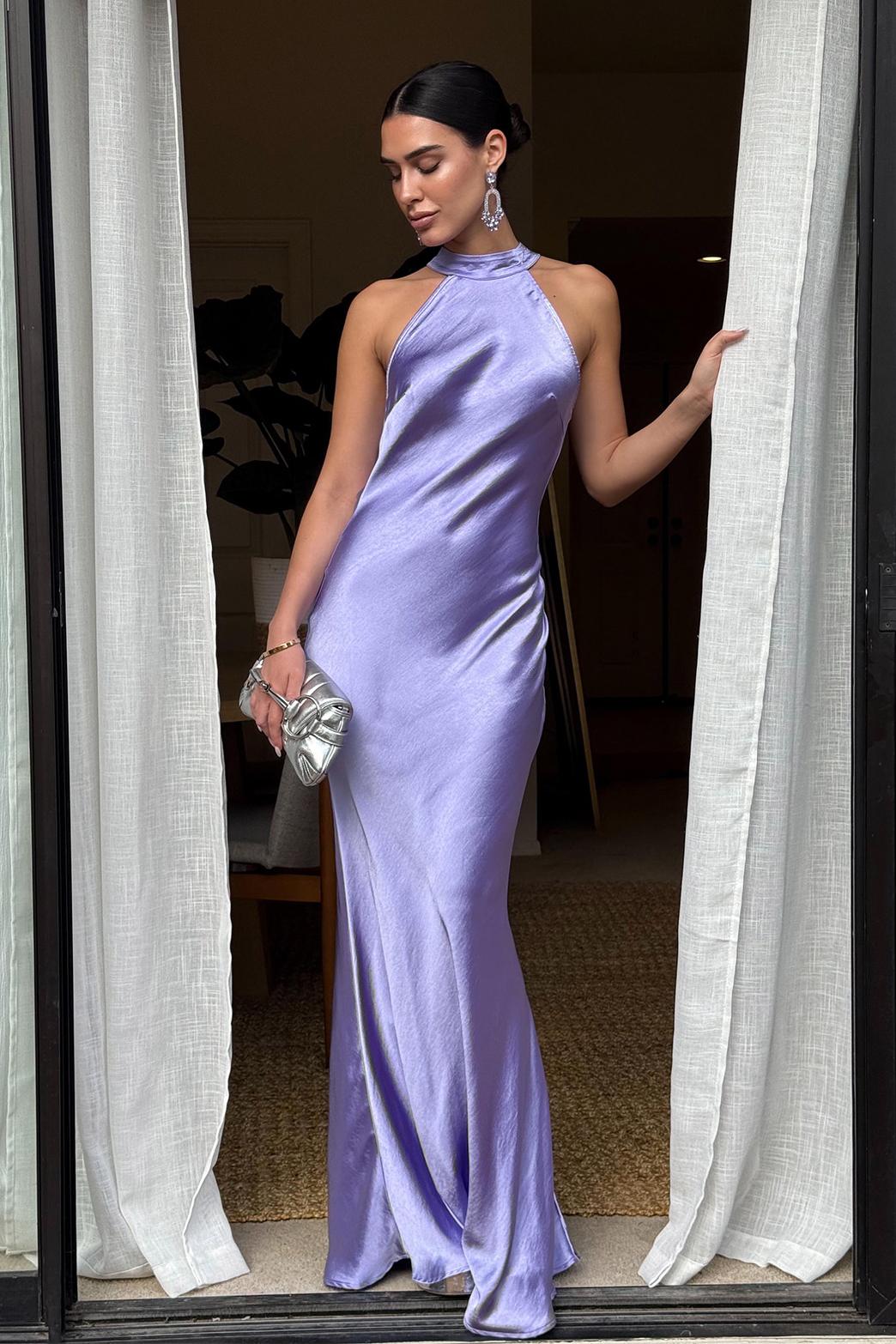 Maxi-jurk met open rug en vlinderknoop