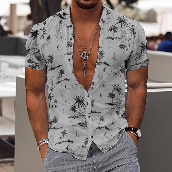 3D Personalized Printing T-shirt Summer Loose Short Sleeve Lapel Shirt Casual Streetwear Clothing For Men