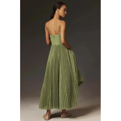 Bustier geplooide tule fit & flare midi-jurk
