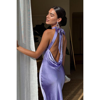 Maxi-jurk met open rug en vlinderknoop