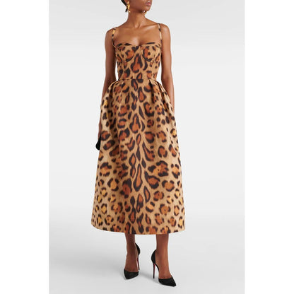 Bustier midi-jurk met dierenprint