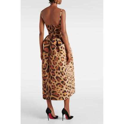Bustier midi-jurk met dierenprint