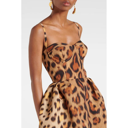 Bustier midi-jurk met dierenprint