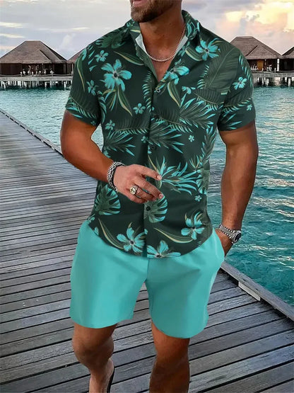 Luca Men's Short Sleeve Shirt and Shorts Set