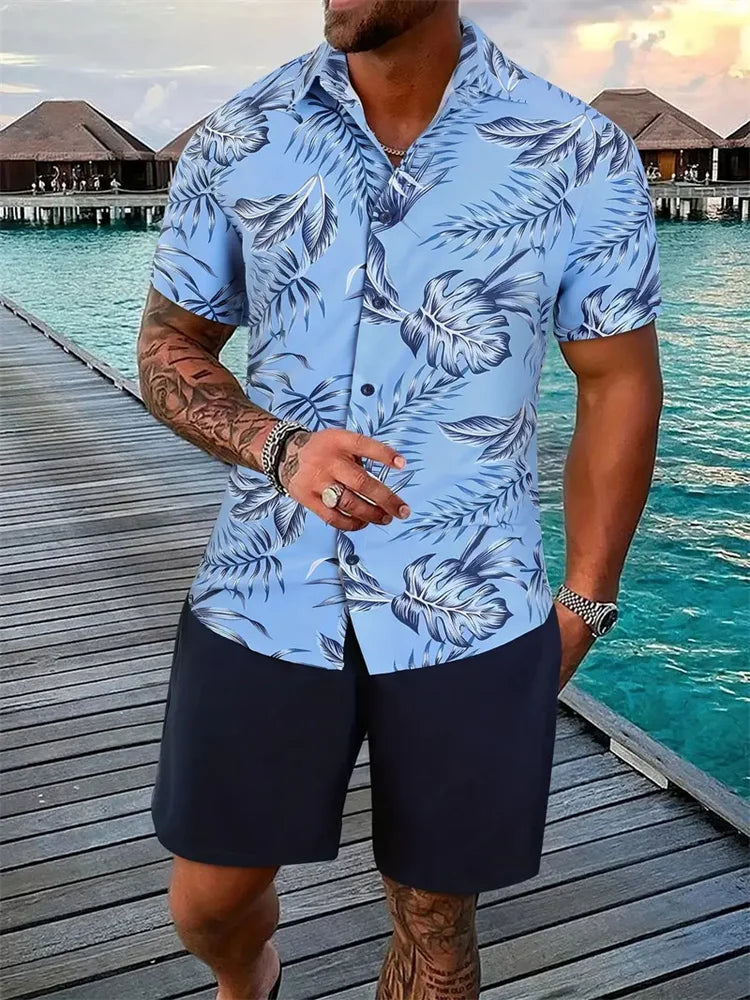 Luca Men's Short Sleeve Shirt and Shorts Set