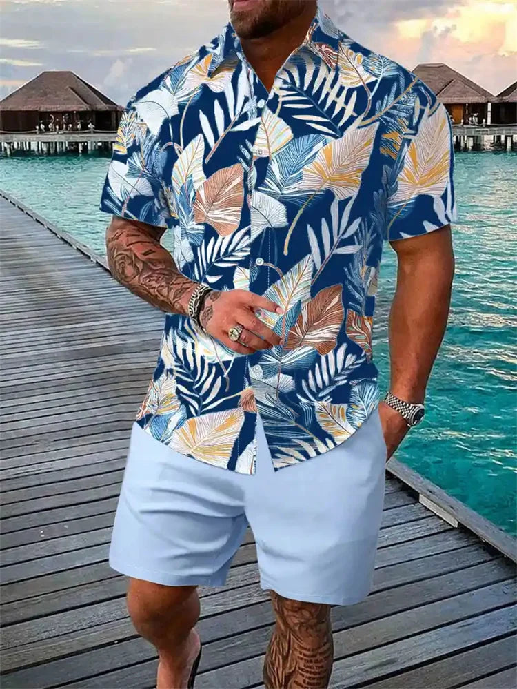 Luca Men's Short Sleeve Shirt and Shorts Set