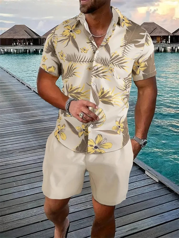 Luca Men's Short Sleeve Shirt and Shorts Set
