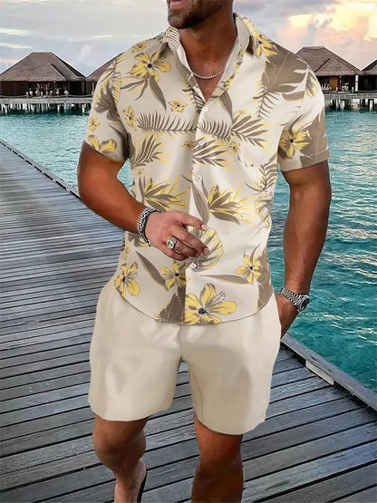 Luca Men's Short Sleeve Shirt and Shorts Set