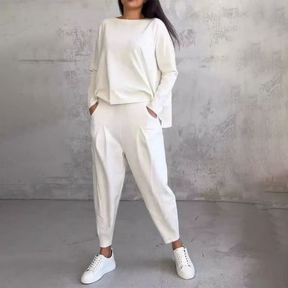 Set van 2 stuks: top met lange mouwen, ronde hals en broek