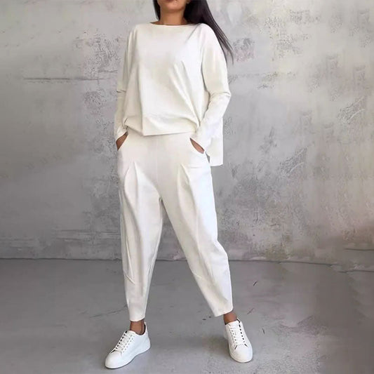 Set van 2 stuks: top met lange mouwen, ronde hals en broek