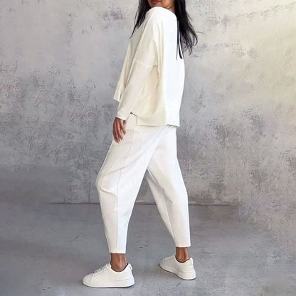 Set van 2 stuks: top met lange mouwen, ronde hals en broek