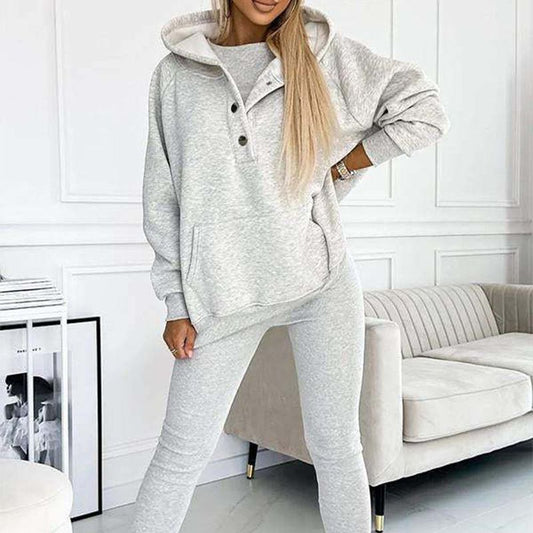 Driedelige damesset, hoodie, strak vest en broek, voor dagelijkse sport, 2025
