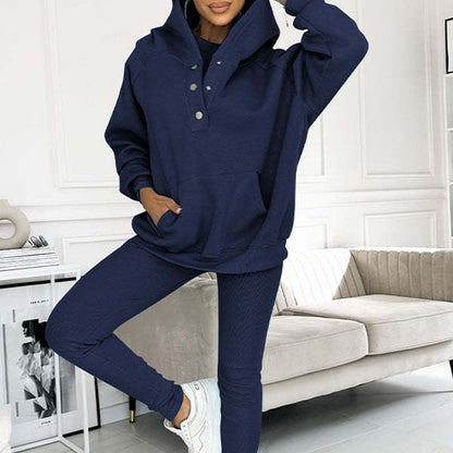 Driedelige damesset, hoodie, strak vest en broek, voor dagelijkse sport, 2025